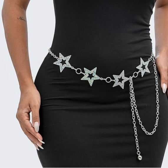 2025 LH4754 fashion diamond-encrusted star waist chain women's high-end sense niche waist jewelry women's versatile retro belt waist chain