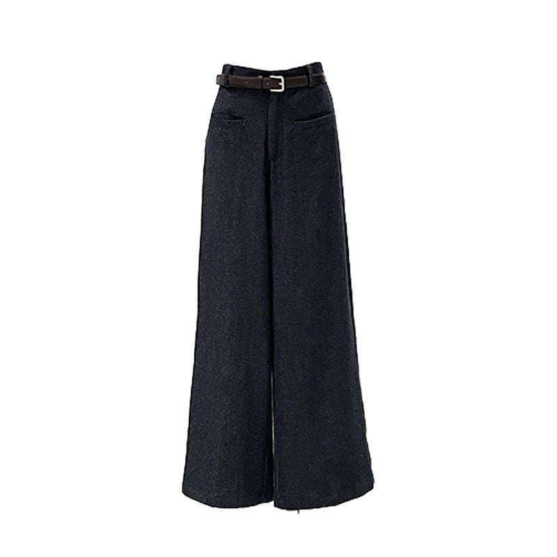 2025 ES MODISH spring new Korean micro-high waist loose and thin versatile denim casual pants (with belt)
