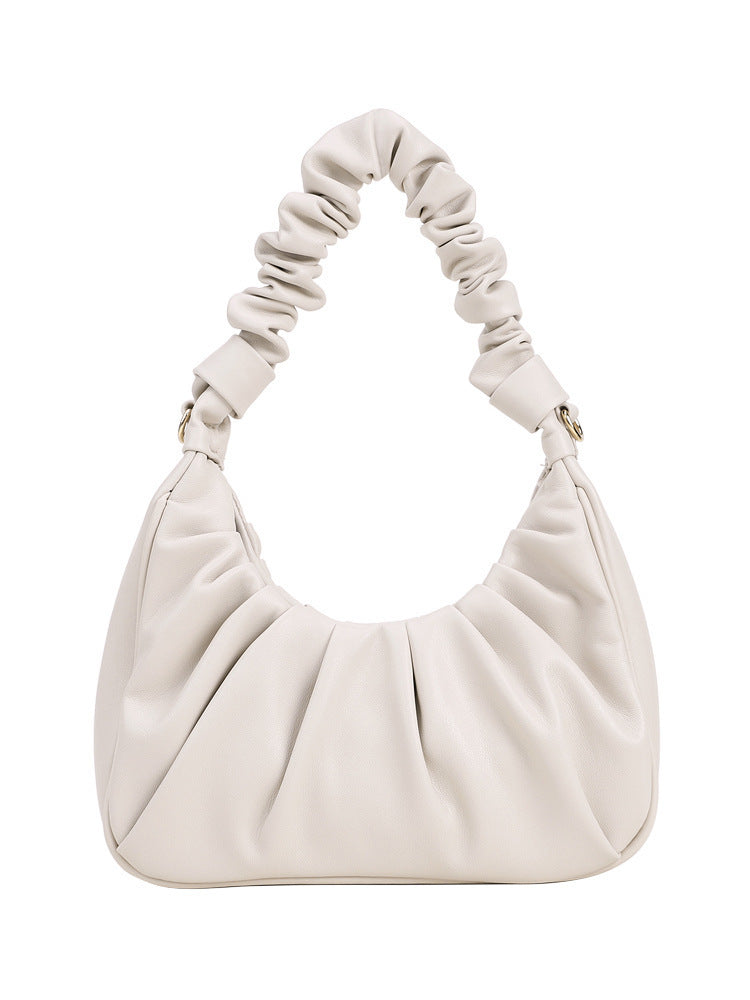 XAKXX 2025 Folded bag female popular this year solid color messenger cloud bag Internet celebrity fashion armpit bag portable baguette dumpling bag