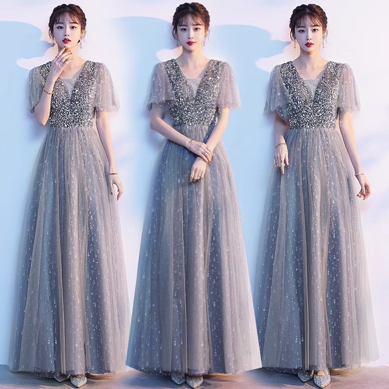 2025 Big choir performance dress women's long dress college students poetry reading thin banquet evening dress singing red song dress