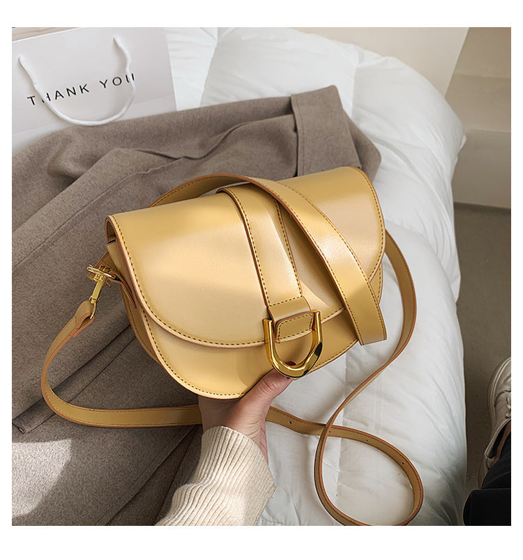XAKXX 2025 This year's popular bag women's popular new trendy fashion texture shoulder messenger bag large capacity semi-round saddle bag