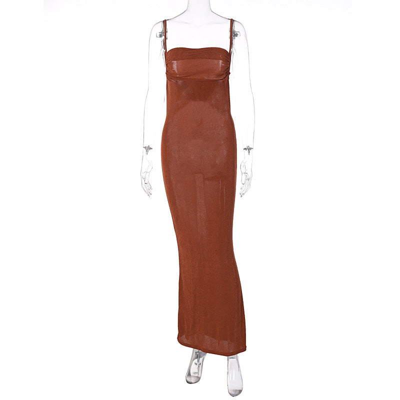 XAKXX Summer 2025 sexy women's skirts, backless slim trendy women's suspender skirts, 2025 trade Africa hot-selling high-grade dresses