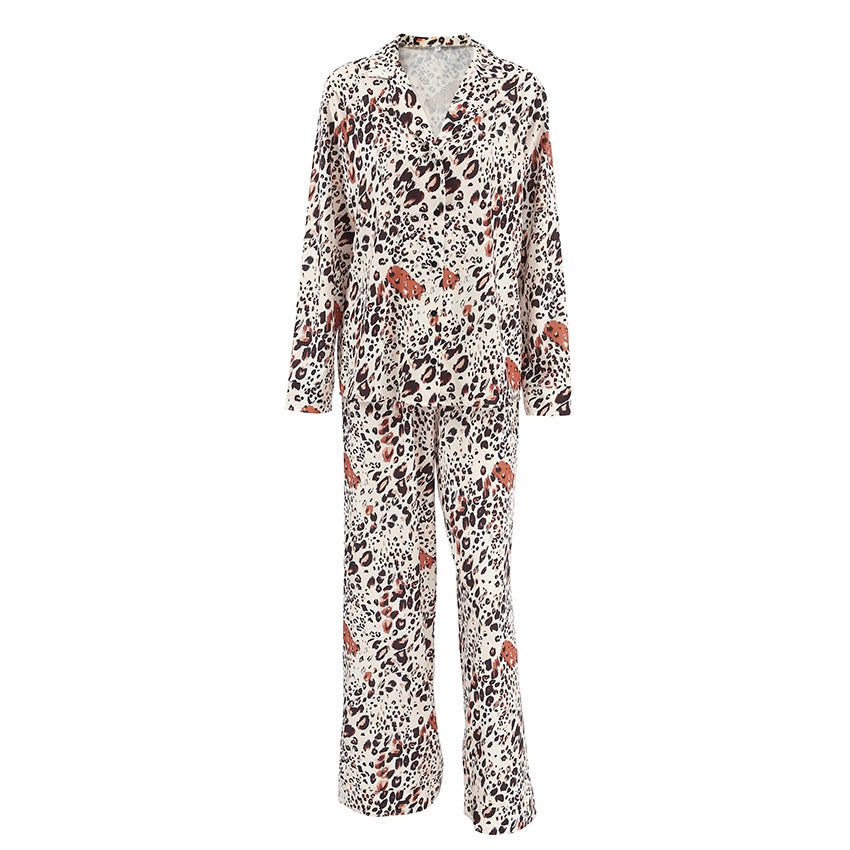 XAKXX 2025popular 2025 autumn new products are fashionable and elegant leopard print four-sided elastic cardigan trousers women's two-piece set