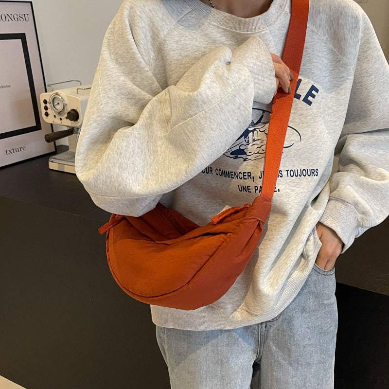 XAKXX 2025 Stylish soft and simple casual dumpling bag popular new versatile shoulder bag Japanese and Korean trend messenger bag