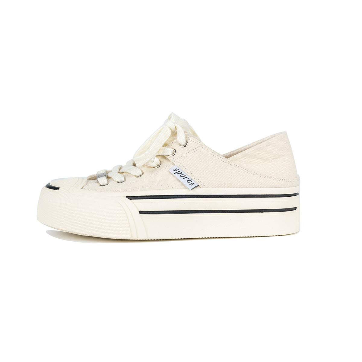 xakxx Classic round Toe Jack Purcell Thick-Soled Canvas Shoes for Women 24 New Summer Sports Casual Two-Way Wear Small Silver White Shoes for Women