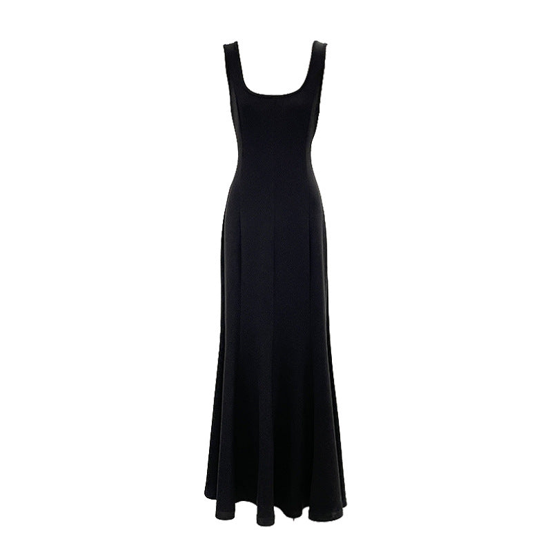 2025 ES MODISH Spring New Sexy Square Neck Slim Hip Wrap Fish Tail Suspender Dress Celebrity Style Long Dress Women