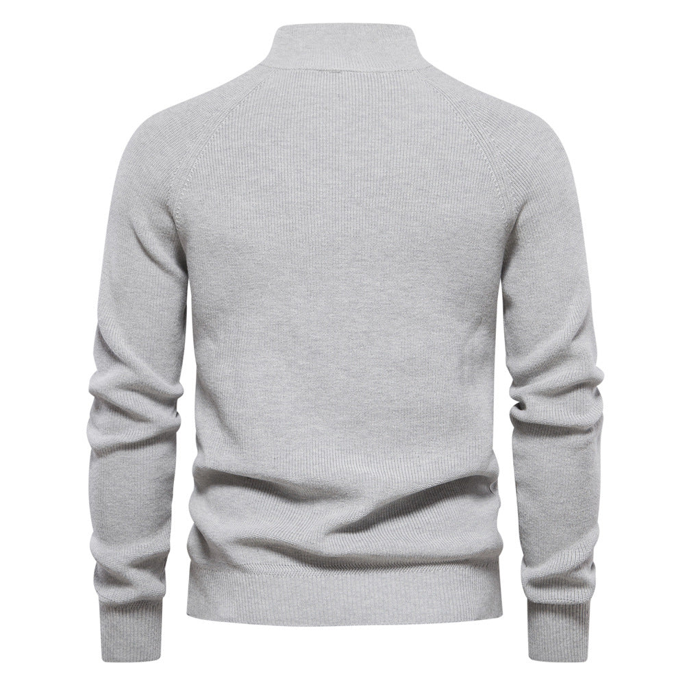 XAKXX 2025 Autumn and winter new men's Popularan size New sweater men's long-sleeved half-zipper stand-up collar solid color versatile casual trendy sweater