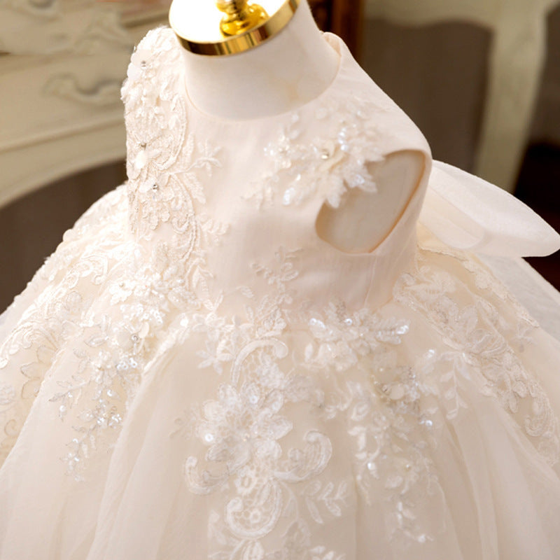 Baby Dress for One Year Old Summer Children's Piano Playing Little Host Flower Girl Princess Dress Girl Western Style Tulle Tutu