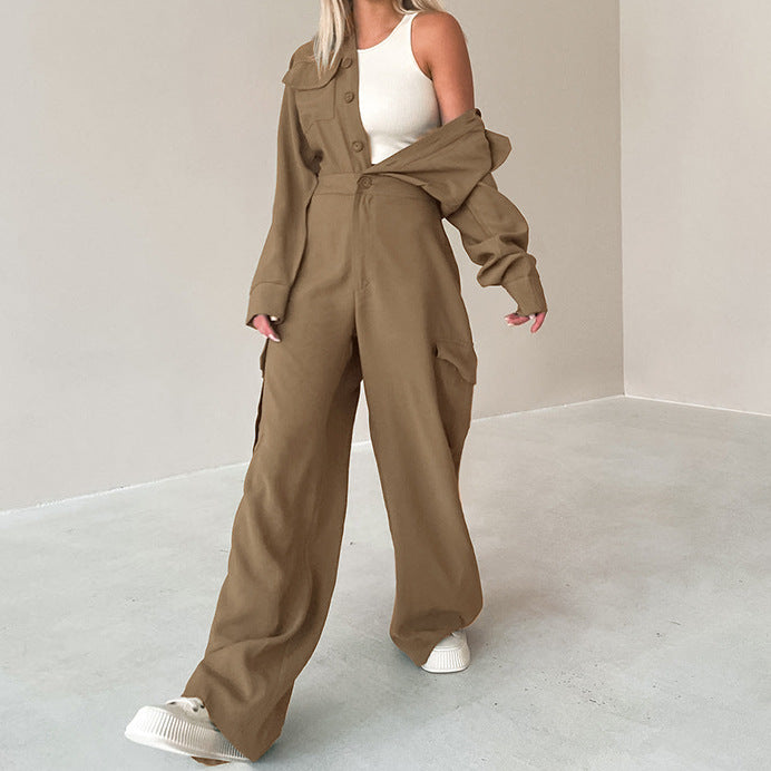 XAKXX 20252025n tooling Fengshan long-sleeved trousers jumpsuit popular 2025 autumn and winter fashion new New wholesale women's clothing