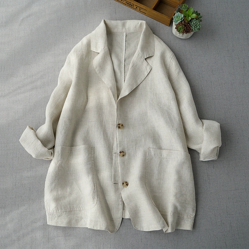 Brand discount women's clothing Japan and South Korea Popular trade clearance linen suit short jacket women's loose casual cotton and linen cardigan top