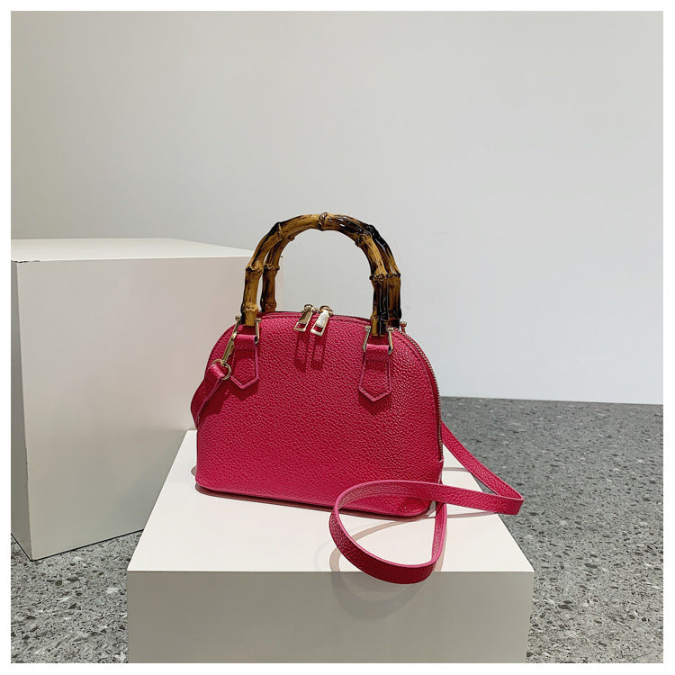 XAKXX 2025 on the new texture lychee pattern popular shell bag fashion bamboo handbag Internet celebrity Popular style shoulder oblique span bag