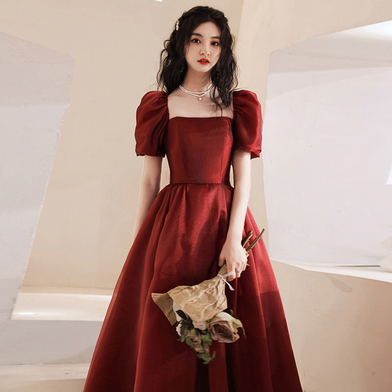 Toast clothes bride 2025 new red wedding clothes small pregnant woman engagement fugitive princess evening dress dress