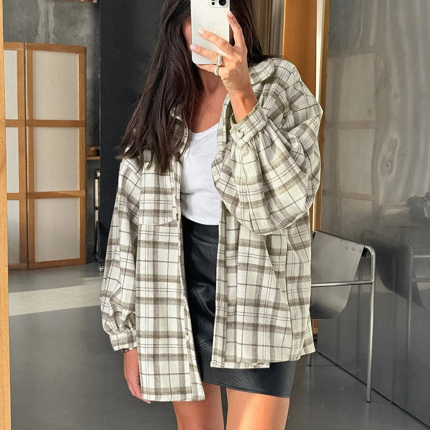 XAKXX New Classic retro loose fashion casual women's clothing autumn and winter 2025 versatile street style plaid jacket shirt women