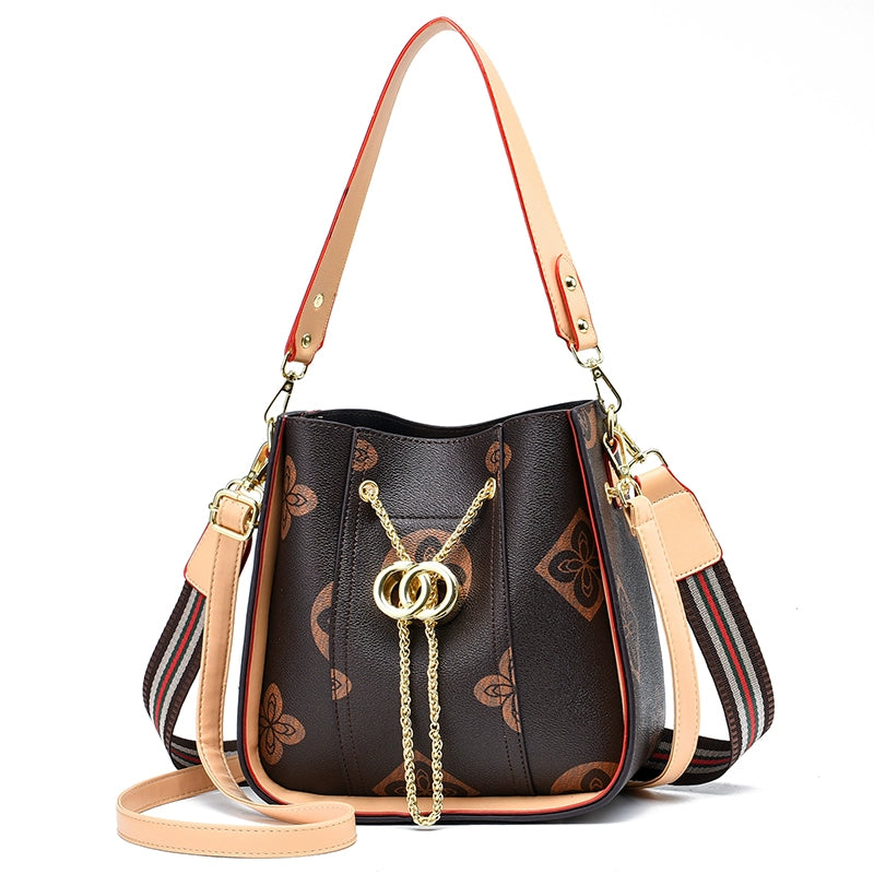 Bag women new fashion high texture large capacity portable bucket bag versatile Internet celebrity shoulder messenger bag tide