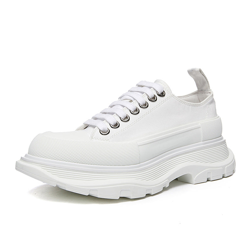 xakxx McQueen Canvas Platform White Shoes Autumn New Korean Style Versatile Muffin Sports Height Increasing Women's Casual Daddy Shoes