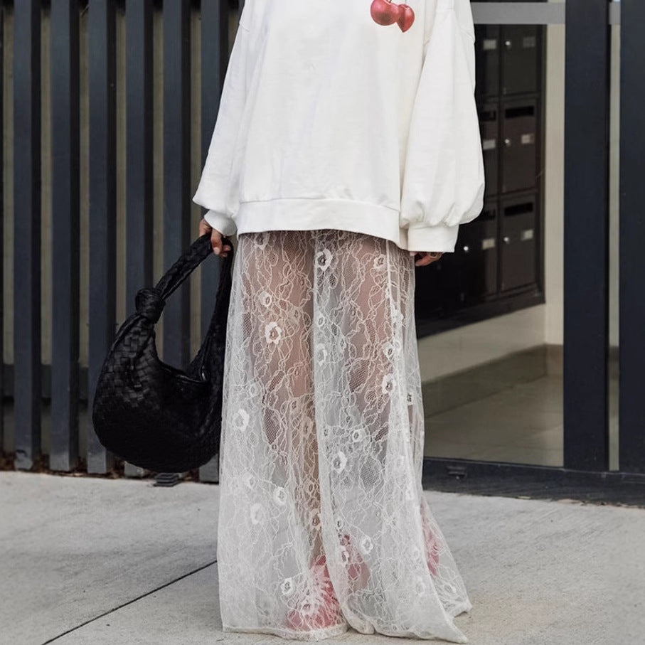 XAKXX Sexy brocade lace jacquard see-through skirt New 2025 autumn and winter fashion new wholesale women's dress