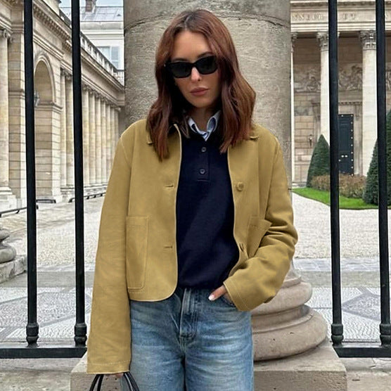 XAKXX 2025popular 2025 autumn and winter new fashion double pocket small fragrant suede jacket jacket New wholesale women's top