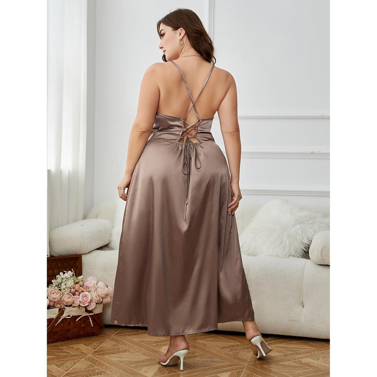 European and American Women's Clothing Fashion Tube Top Backless Long Dress Sexy Temperament plus Size Sling Dress Small Dress