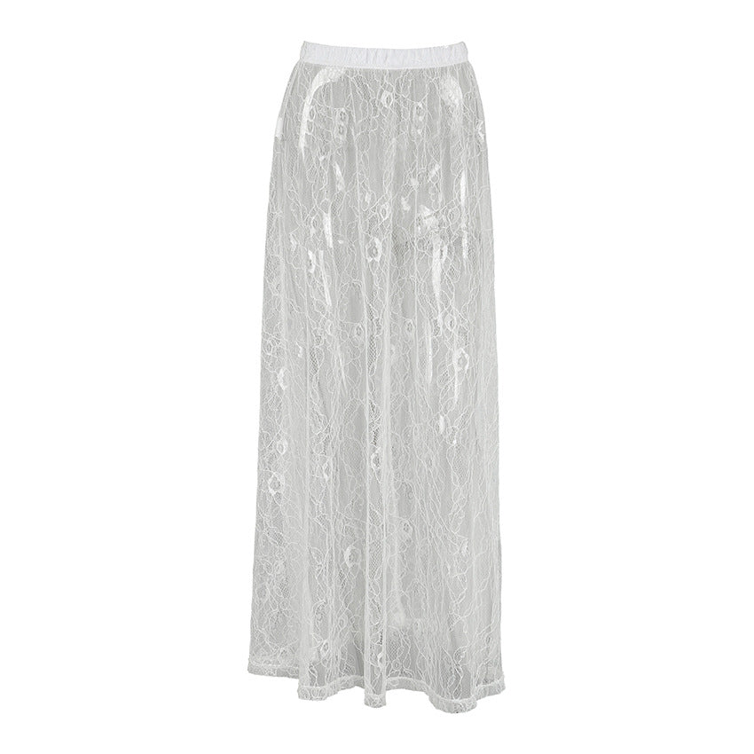 XAKXX Sexy brocade lace jacquard see-through skirt New 2025 autumn and winter fashion new wholesale women's dress