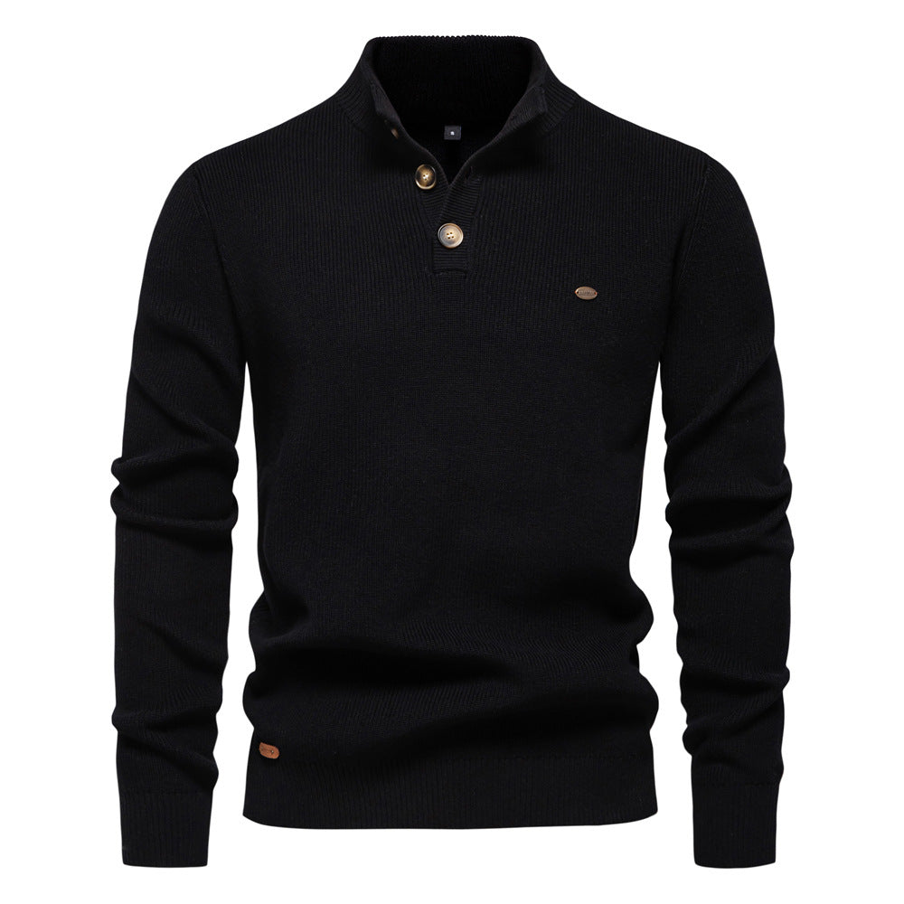 XAKXX 2025 Autumn and winter new men's Popularan size New sweater men's long-sleeved half-zipper stand-up collar solid color versatile casual trendy sweater