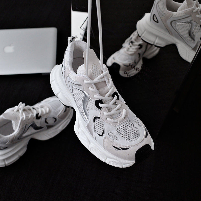 xakxx Mesh Surface Clunky Sneakers Women's Ins Fashionable Summer New Platform Muffin Color Matching White Shoes Sports Casual Shoes