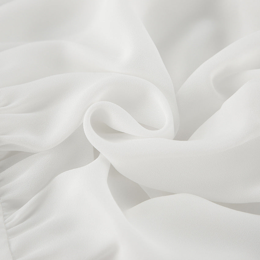 XAKXX Spring and summer simple white fashion chiffon balloon skirt 2025 niche girls style versatile high waist skirt women