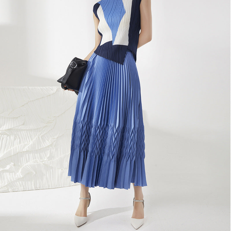 2025 Factory direct sales high-end high-quality skirt women's long spring and summer new high-waisted loose and thin a-word pleated skirt