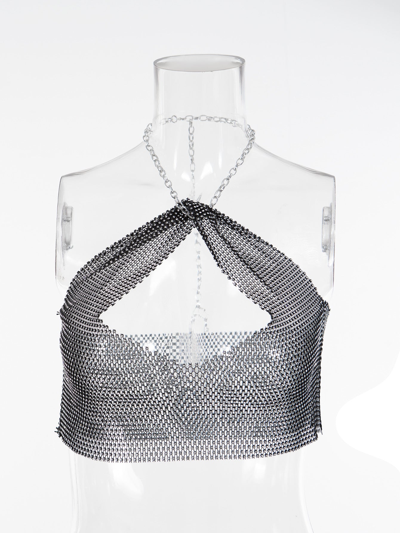 6392 Spring and summer New new products 2025 women's clothing fishing net rhinestone sling sexy tight elastic vest neck top