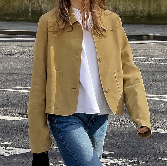 XAKXX 2025popular 2025 autumn and winter new fashion double pocket small fragrant suede jacket jacket New wholesale women's top