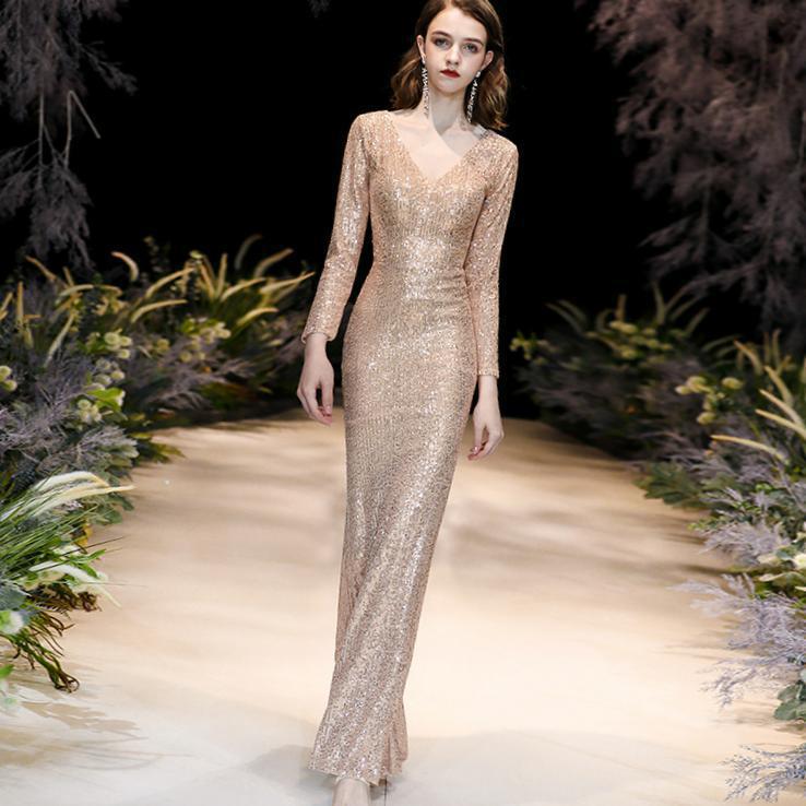 Evening dress long dress 2025 new host annual meeting party banquet student art examination bar mitzvah performance catwalk