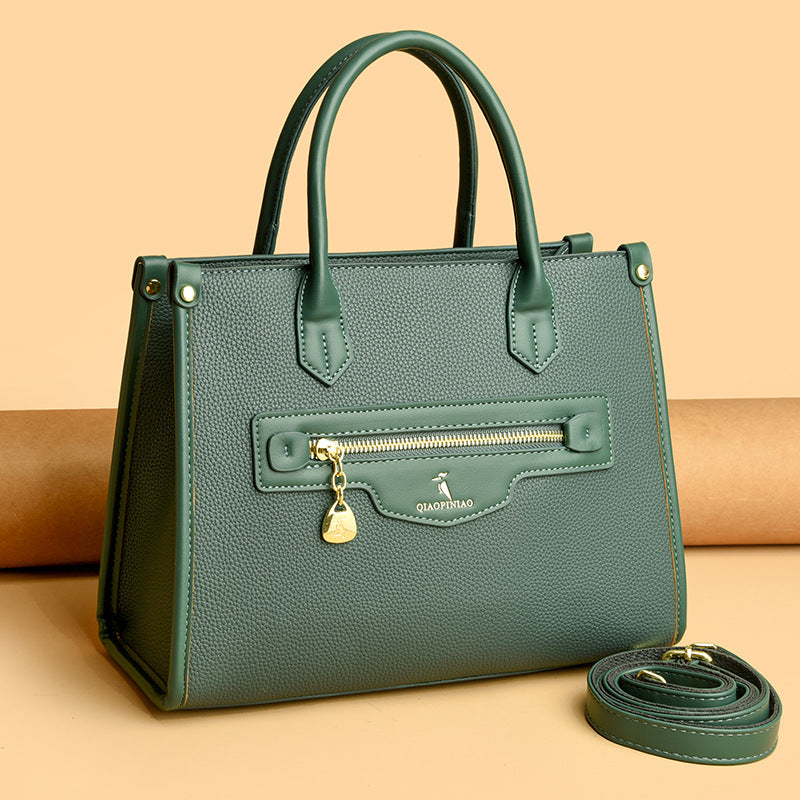 Premium contrasting color handbag popular new retro solid color tote bag simple shoulder bag large capacity messenger bag
