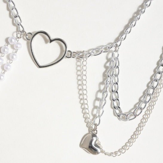 3606 New new hot-selling cute peach heart metal chain pearl chain alternate personalized waist chain fashionable versatile waist chain