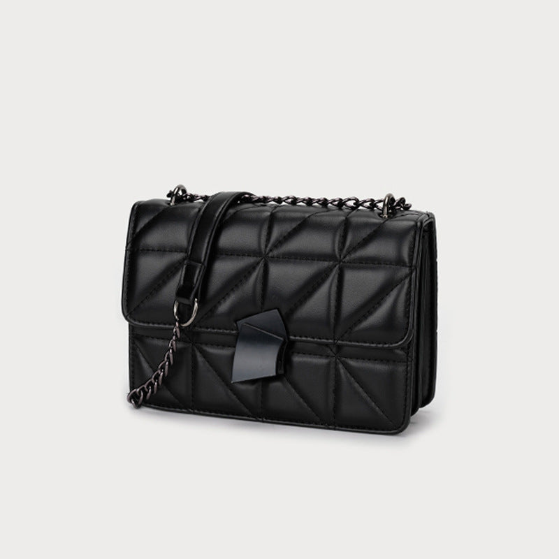XAKXX 2025 Xiaoxiangfeng PU leather rhombus soft leather shoulder messenger bag 2023 spring and summer popular black fashion versatile small square bag