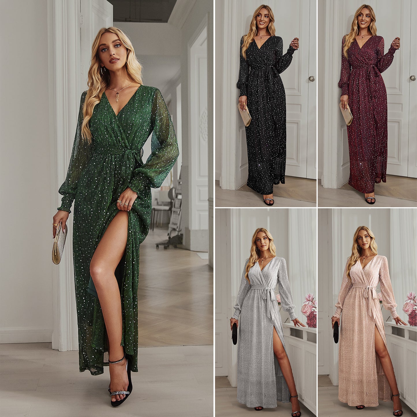 XAKXX Revival classic temperament dress 2025 export high-end party skirt split ends elegant women's light dress