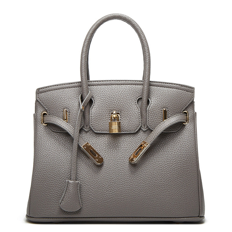 2025 Popularan beautiful women's bag fashion classic lychee pattern women's bag new portable platinum bag portable shoulder bag oblique span bag