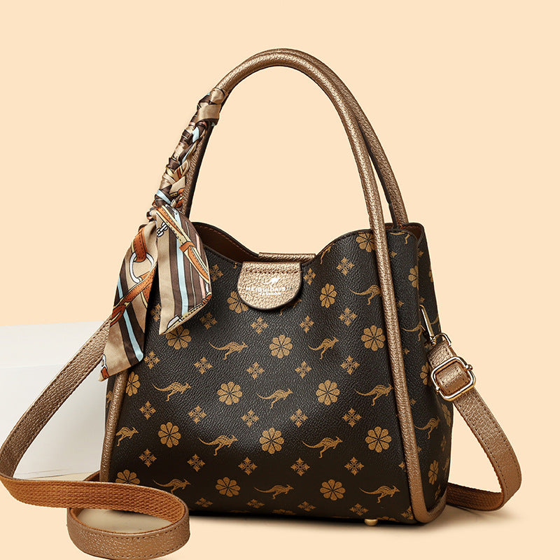 Bag New popular Popular Handbag Silk Scarf Printed Mom Bag Fashion Trend Commuter Shoulder Bag Ladies