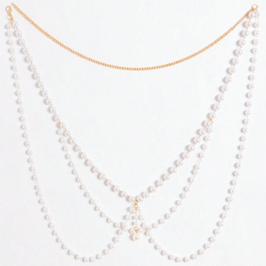 4529 2025 women's new waist chain multi-layer pearl fringed waist chain with dress fashion waist chain body chain