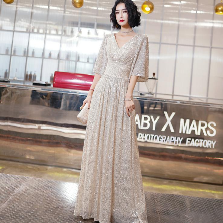 Evening dress long dress 2025 new host annual meeting party banquet student art examination bar mitzvah performance catwalk