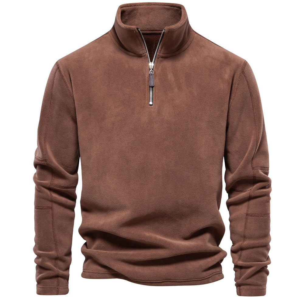 XAKXX 2025 Men's autumn and winter new stand-up collar half-zipper long-sleeved sweater stand-up collar New trend versatile men's fleece top