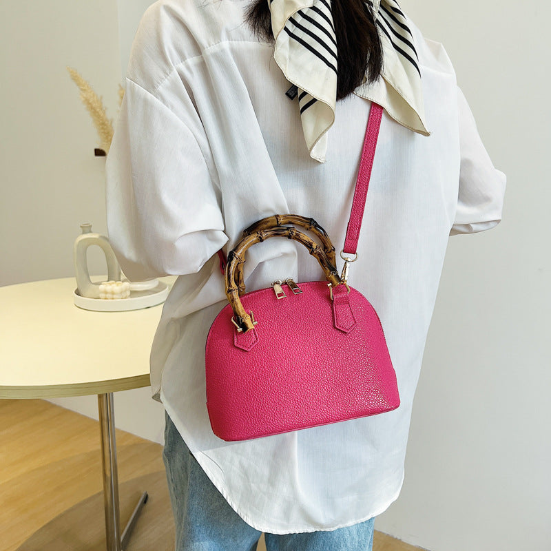 XAKXX 2025 on the new texture lychee pattern popular shell bag fashion bamboo handbag Internet celebrity Popular style shoulder oblique span bag