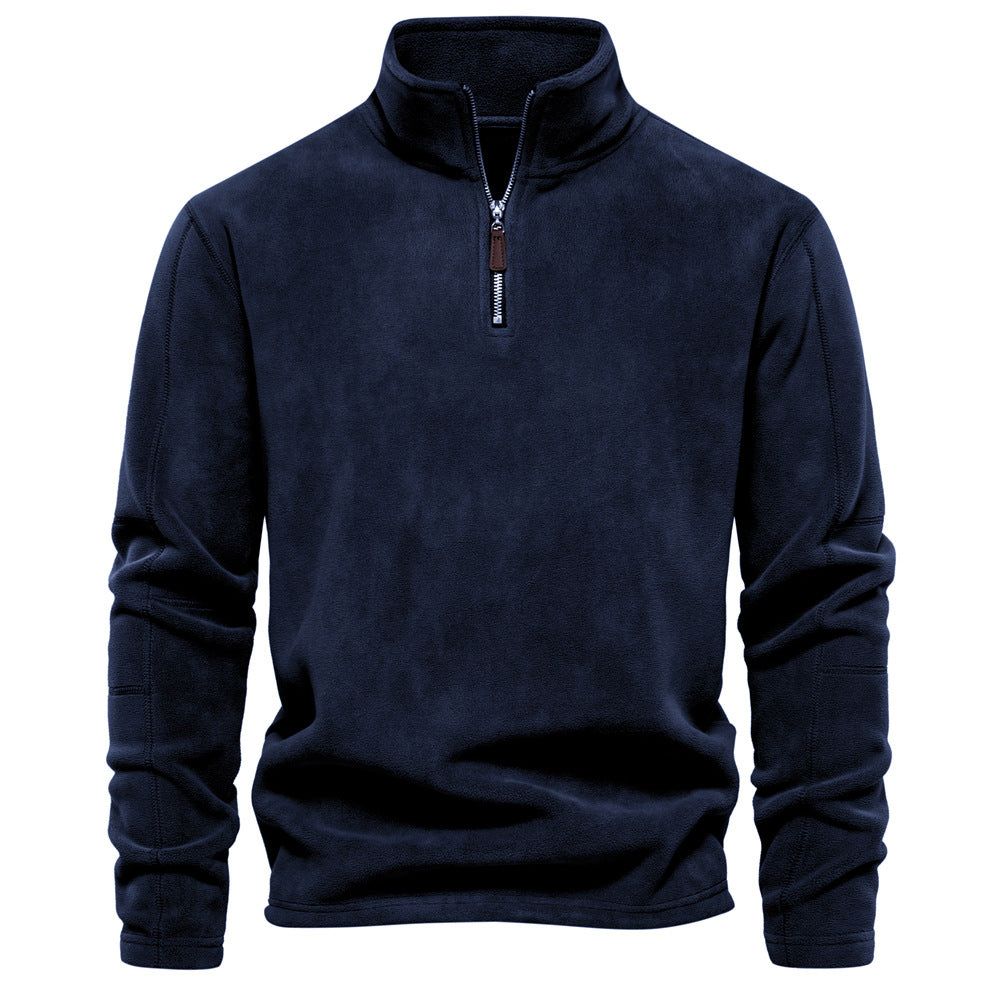 XAKXX 2025 Men's autumn and winter new stand-up collar half-zipper long-sleeved sweater stand-up collar New trend versatile men's fleece top