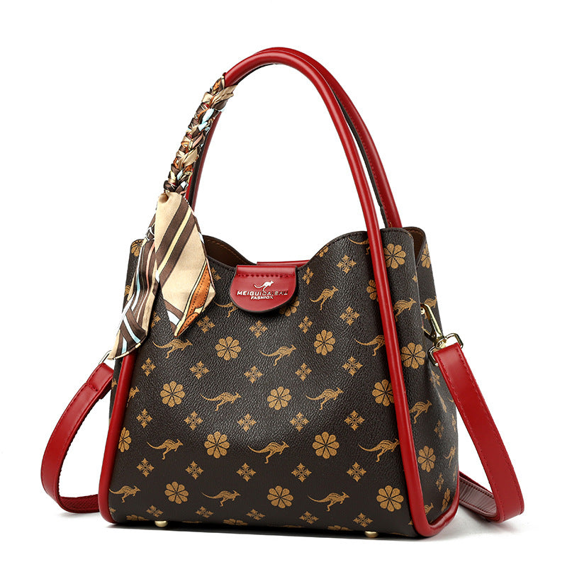 Bag New popular Popular Handbag Silk Scarf Printed Mom Bag Fashion Trend Commuter Shoulder Bag Ladies