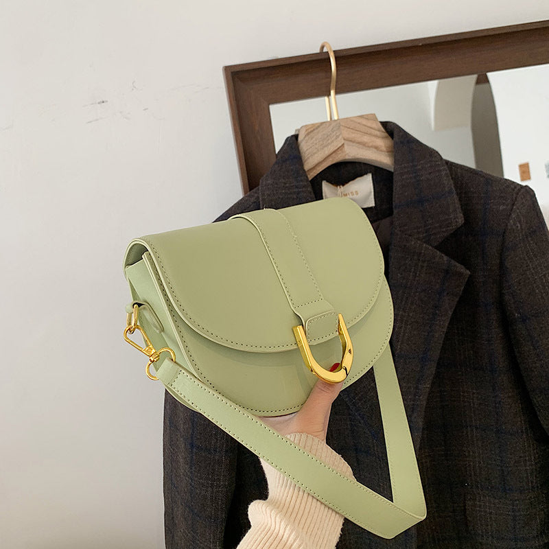 XAKXX 2025 This year's popular bag women's popular new trendy fashion texture shoulder messenger bag large capacity semi-round saddle bag