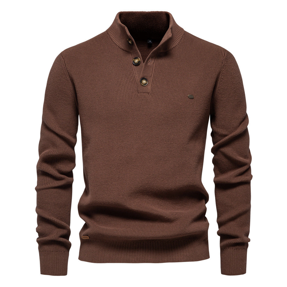 XAKXX 2025 Autumn and winter new men's Popularan size New sweater men's long-sleeved half-zipper stand-up collar solid color versatile casual trendy sweater