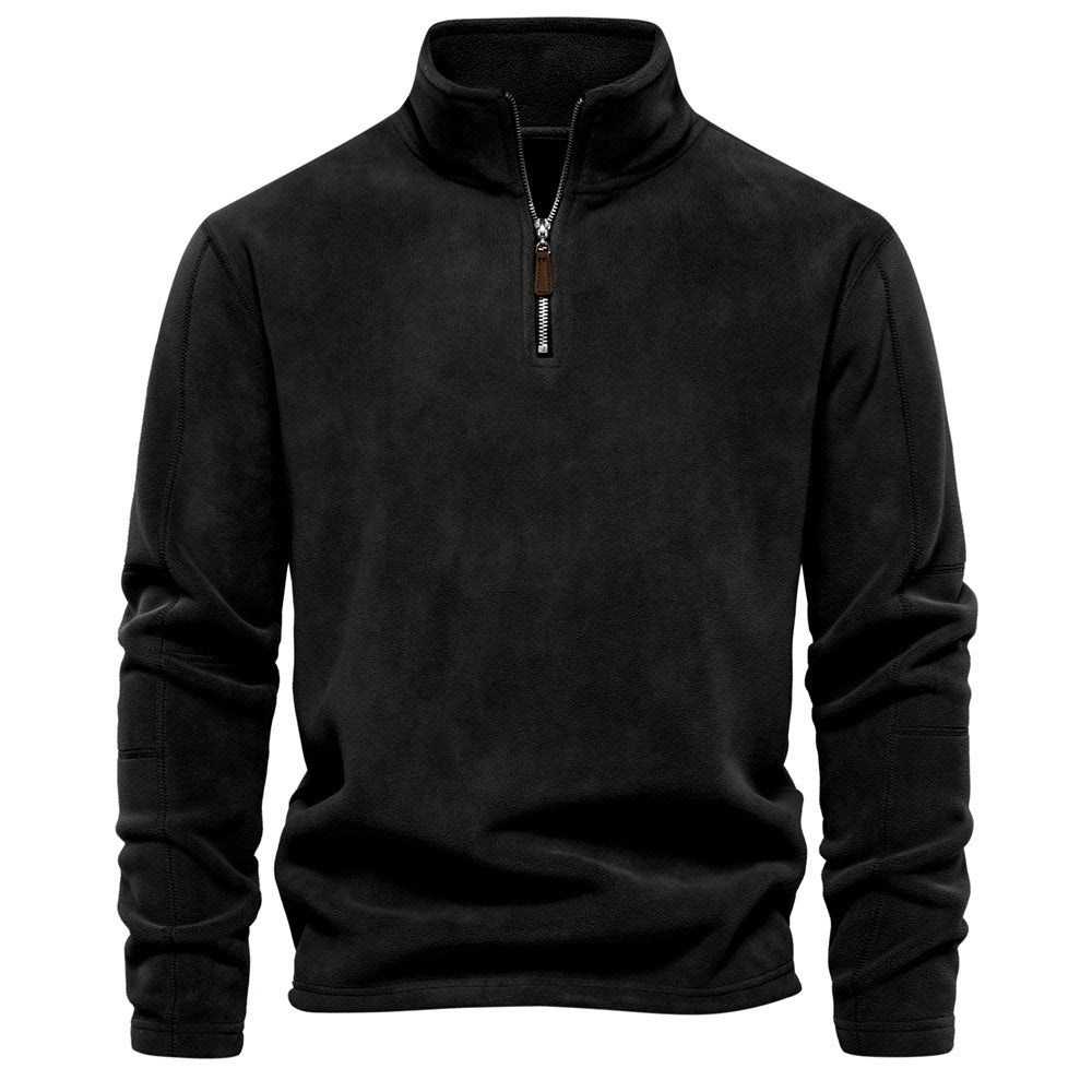 XAKXX 2025 Men's autumn and winter new stand-up collar half-zipper long-sleeved sweater stand-up collar New trend versatile men's fleece top