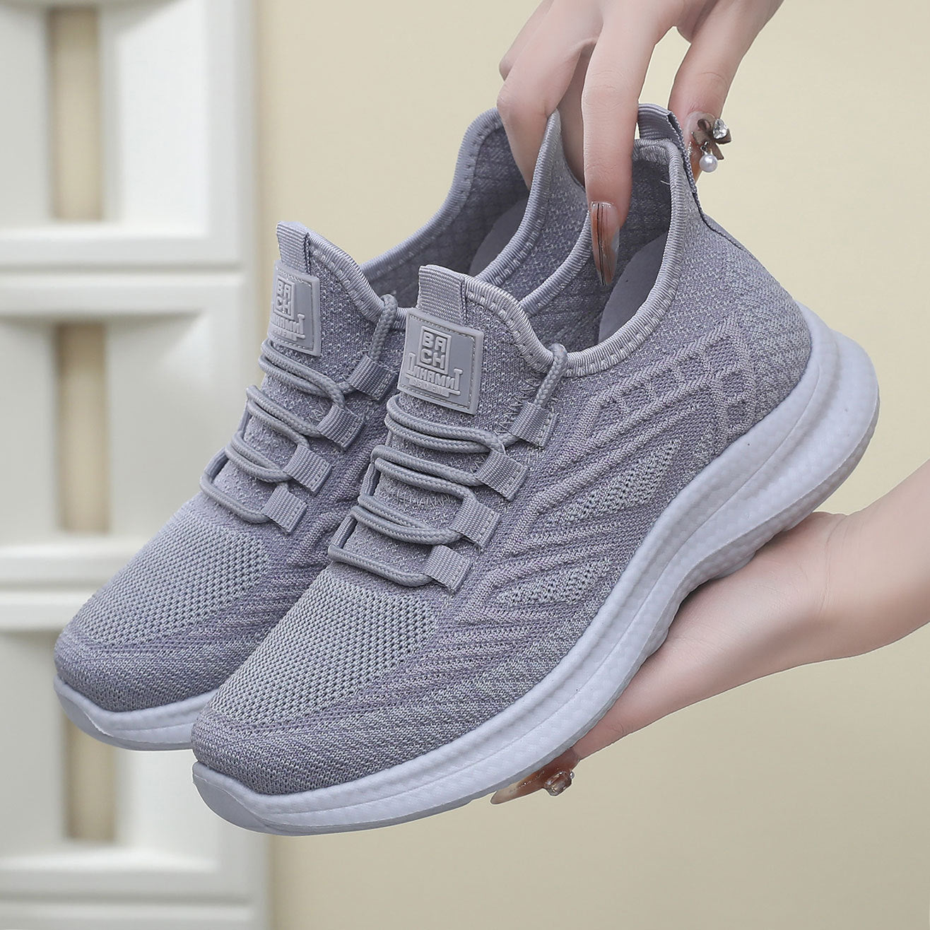 xakxx Sneaker Women's Spring and Summer New Women's Flying Woven Soft Bottom Light Running Shoes Breathable Non-Slip Comfortable Pumps Women's