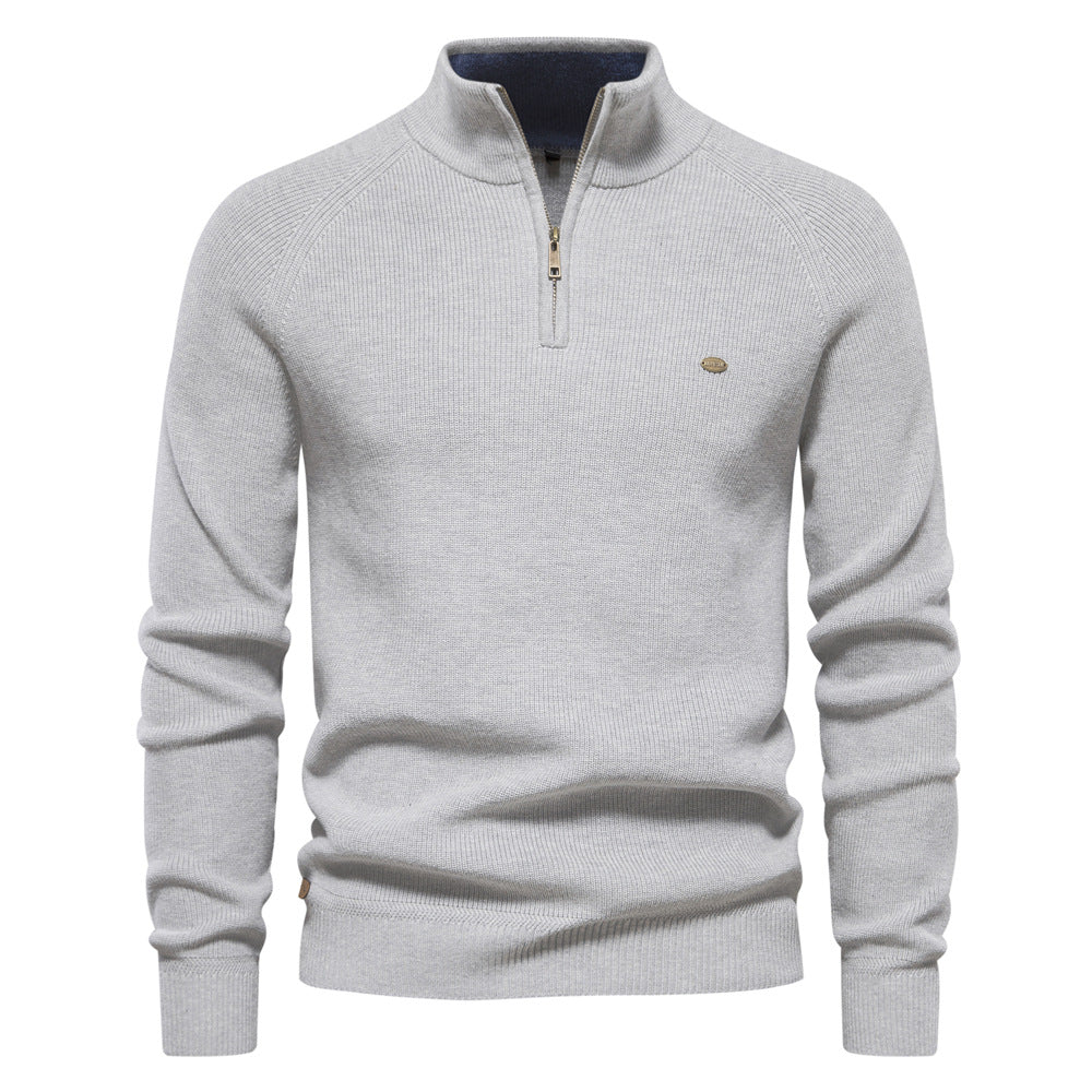 XAKXX 2025 Autumn and winter new men's Popularan size New sweater men's long-sleeved half-zipper stand-up collar solid color versatile casual trendy sweater