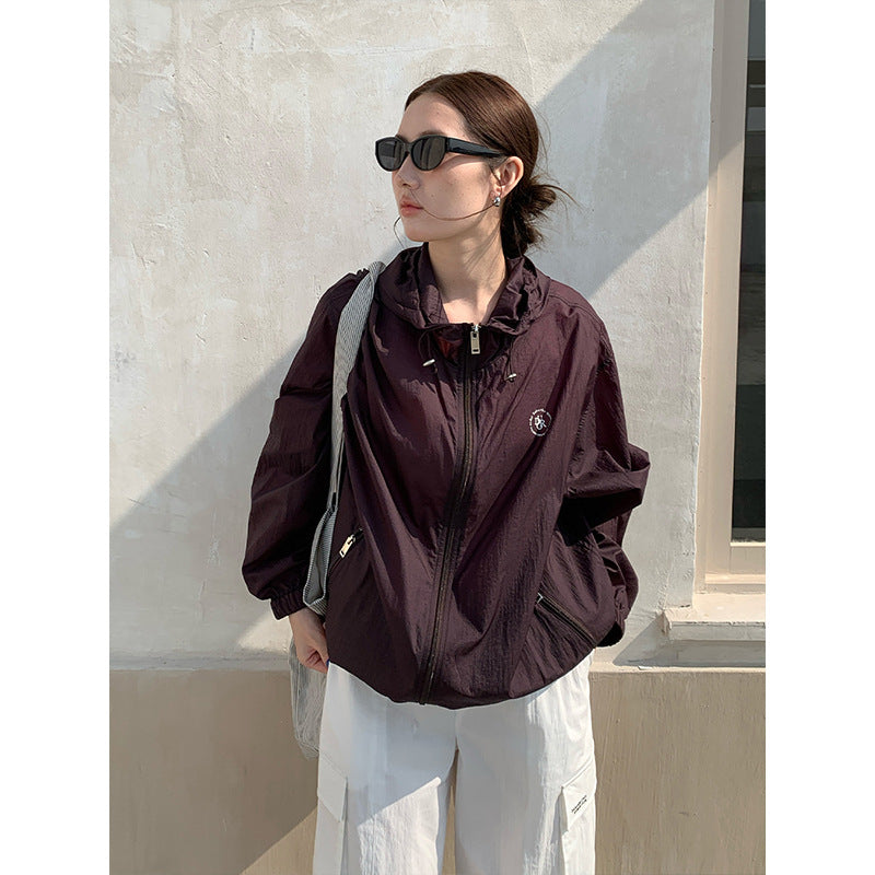 2025 breathable hooded sunscreen shirt summer 2025 new Korean version loose and versatile solid color coat T285