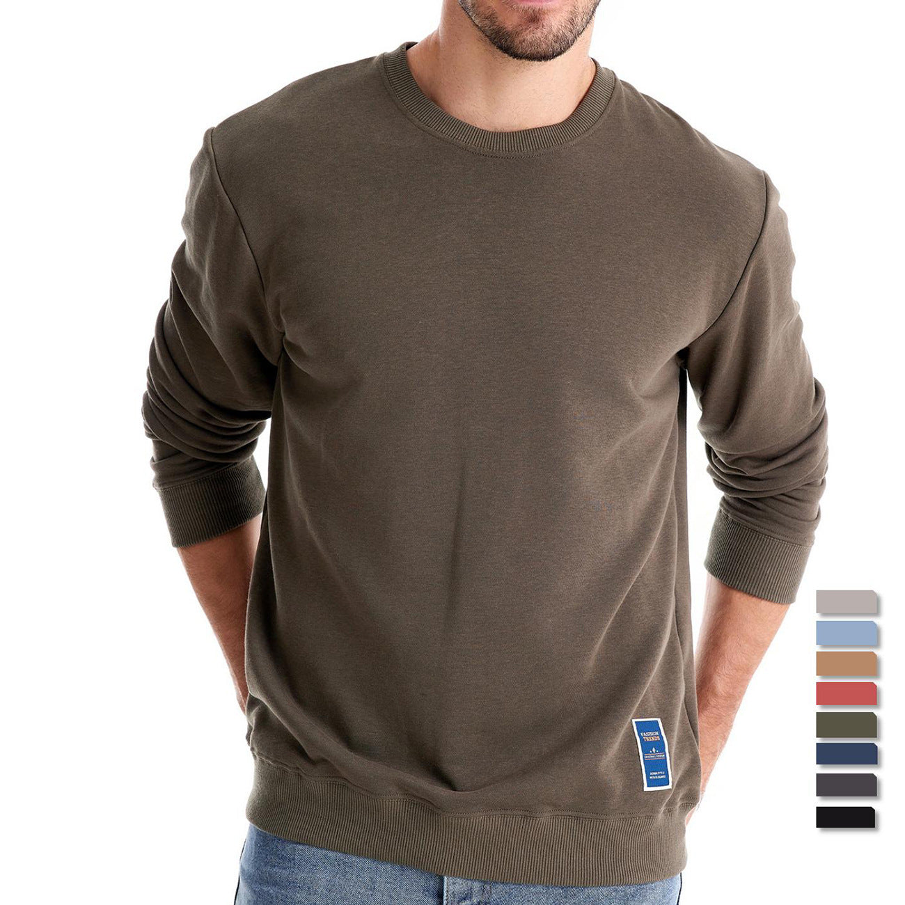 XAKXX 2025 popular autumn new Popularan size casual sweater Popular trade men's loose solid color round neck pullover trendy men's pullover