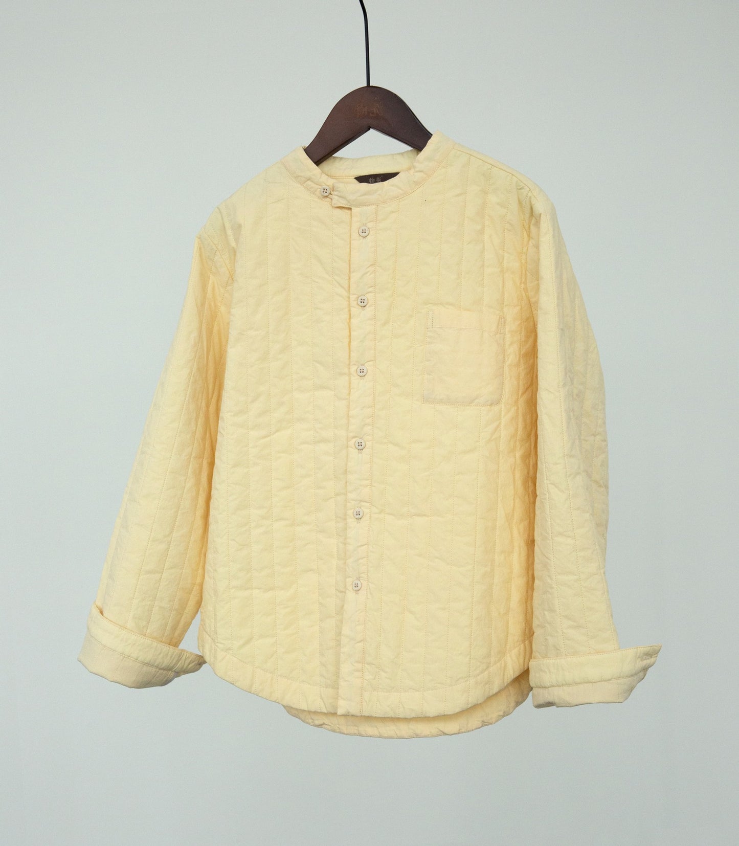 casual literary and artistic cotton paper stand-up collar thin padded shirt, striped quilting thread warm cotton-padded coat M22370